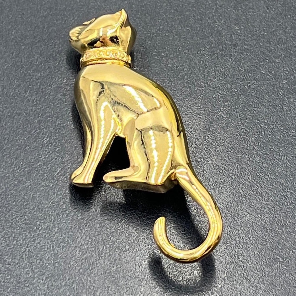 Vintage Givenchy Paris-New York Gold Tone Feline Cat Brooch Collar Signed 4G